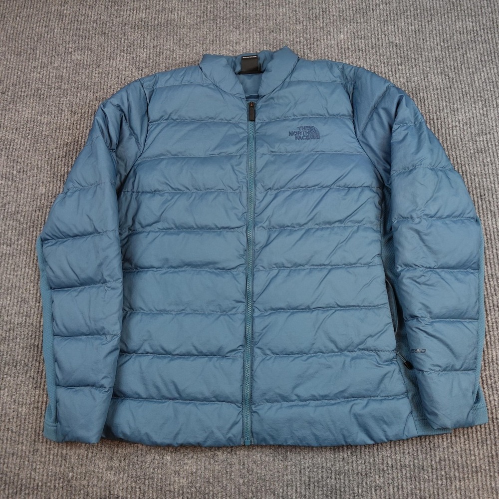 North Face 550 Down Jacket Womens XL Blue Full Zip NF0A4R1P Insulated
